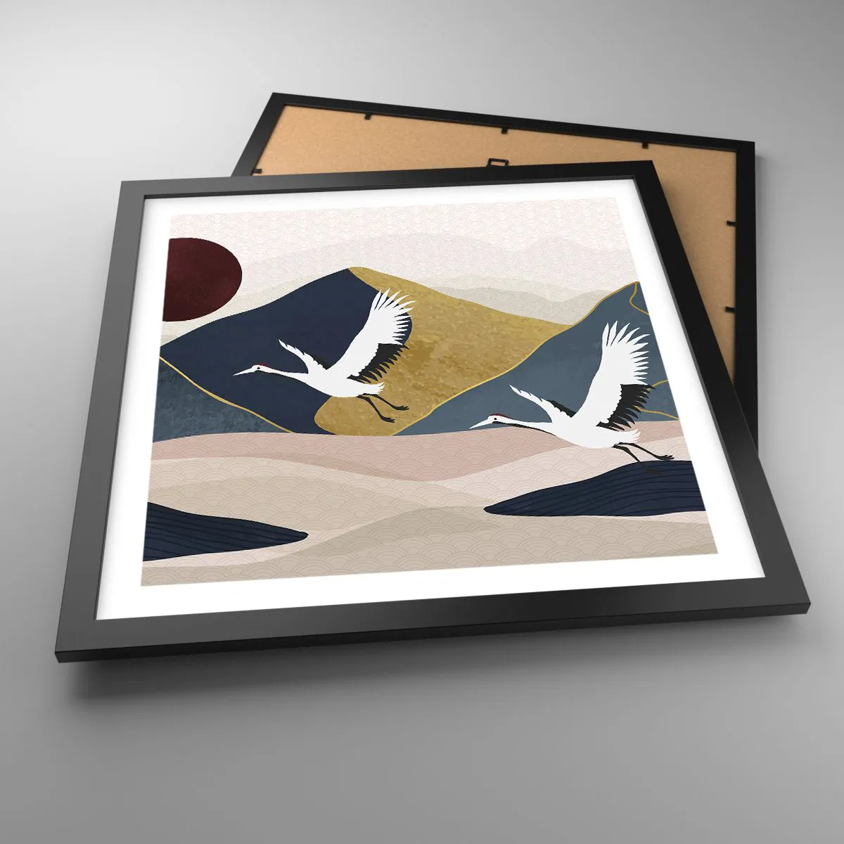 Pôster com moldura preta - E o dia acaba novamente - 40x40 cm