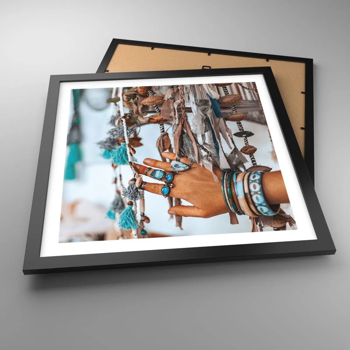 Pôster com moldura preta - Tesouros locais - 40x40 cm