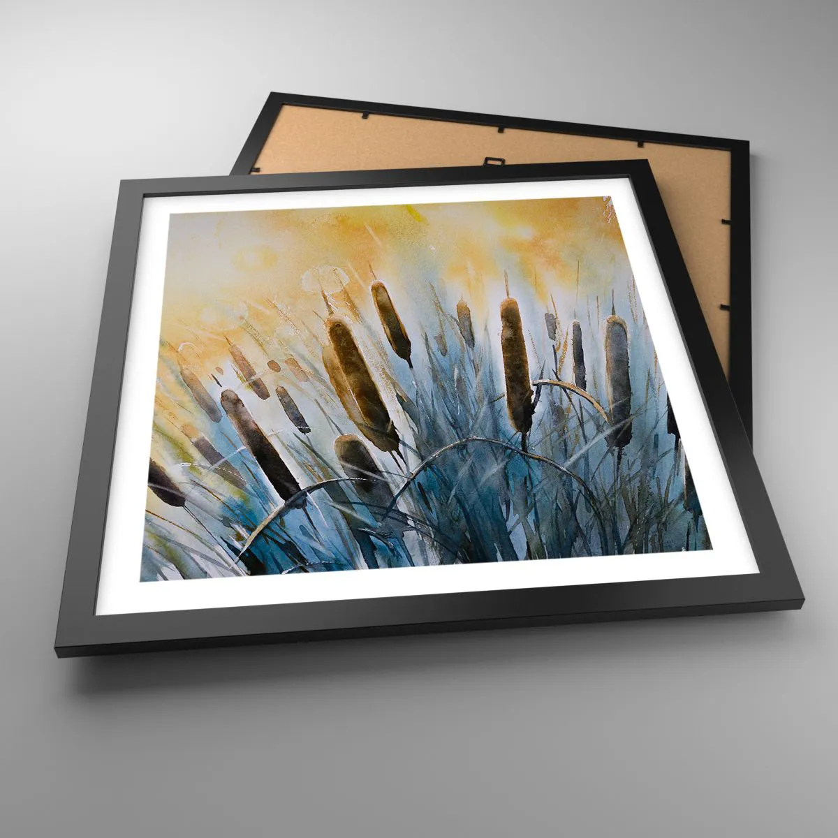 Plakat i sort ramme - Vandets kulde, solens varme - 40x40 cm