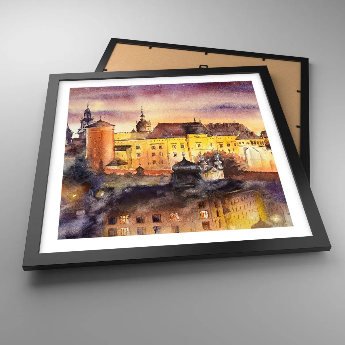 Plakat i sort ramme - En historie og en fortælling - 40x40 cm