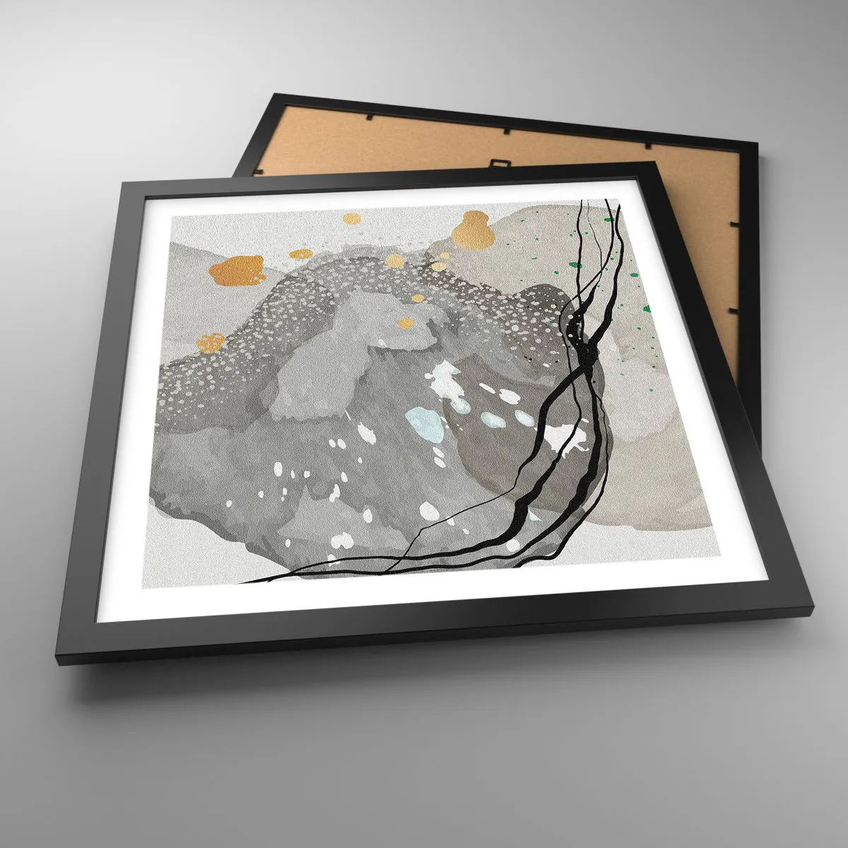 Plakat w czarnej ramie - Kompozycja organiczna - 40x40 cm