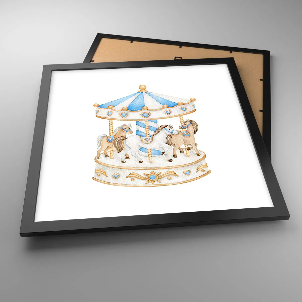 Affiche dans un cadre noir - Poster - Douce enfance - 40x40 cm