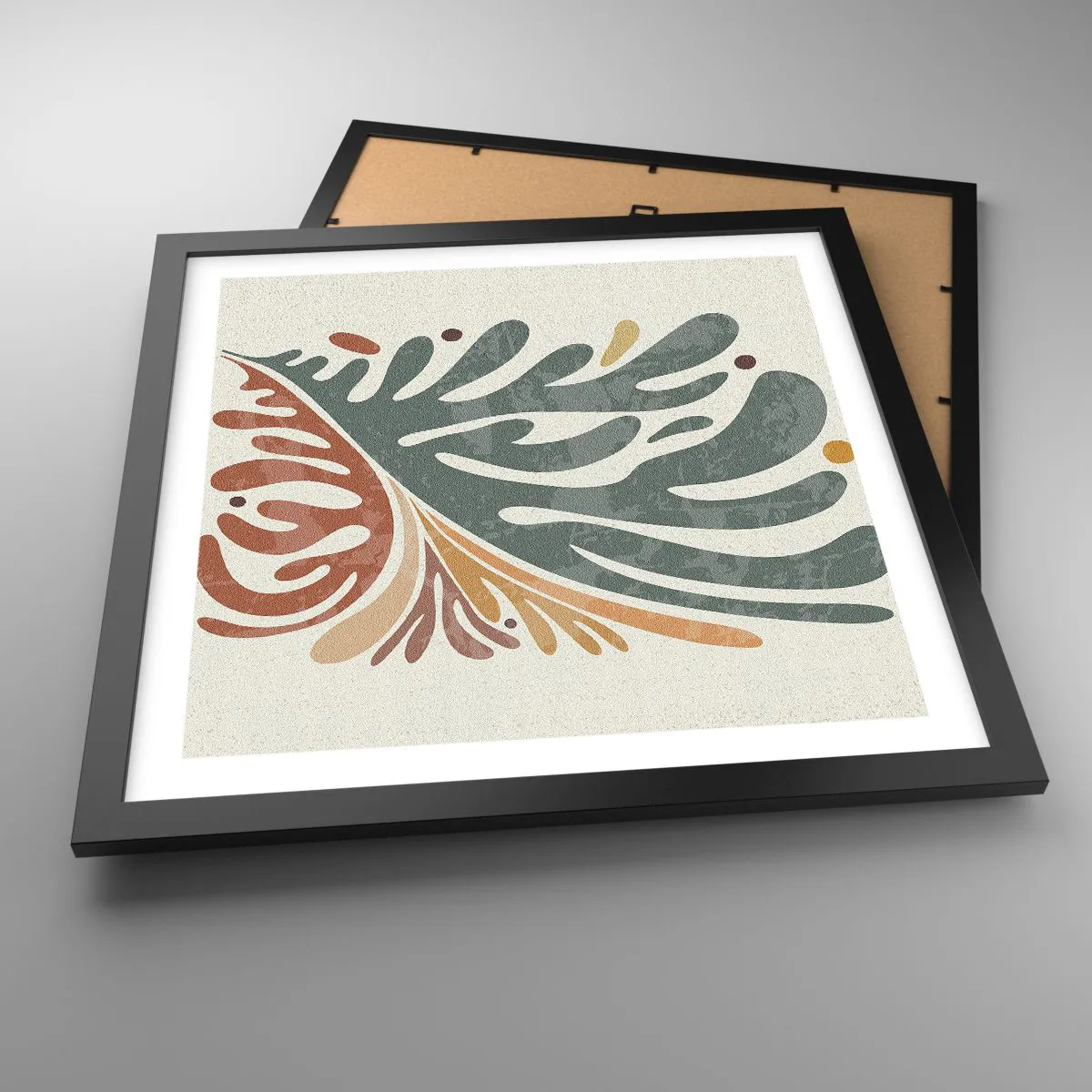 Poszter fehér keretben - Többszínű levél - 40x40 cm