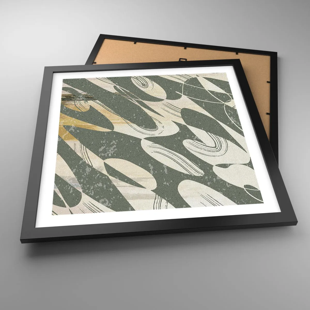 Poster in een zwarte lijst - Ritmische abstractie - 40x40 cm