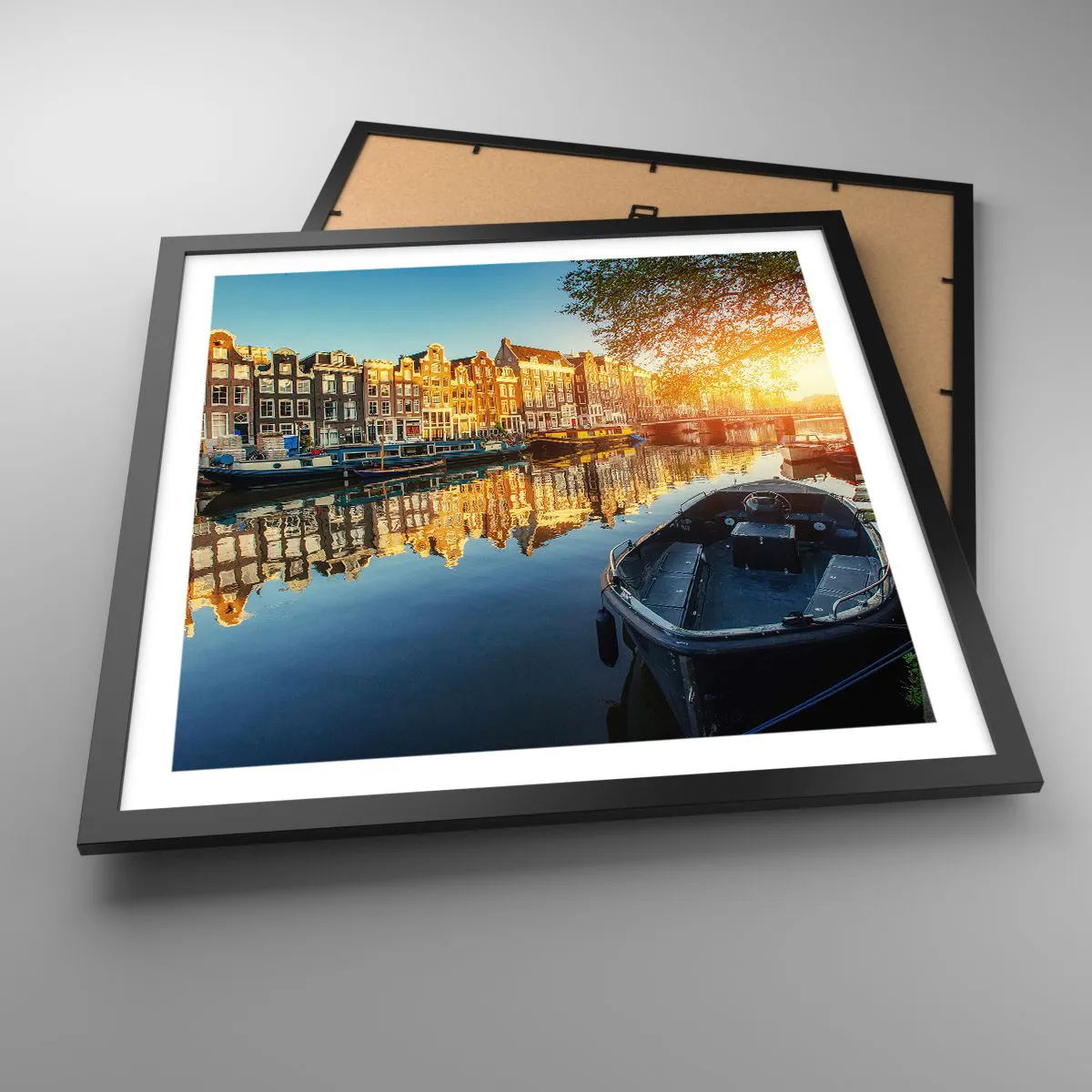 Poster in black frame - Morning in Amsterdam - 50x50 cm