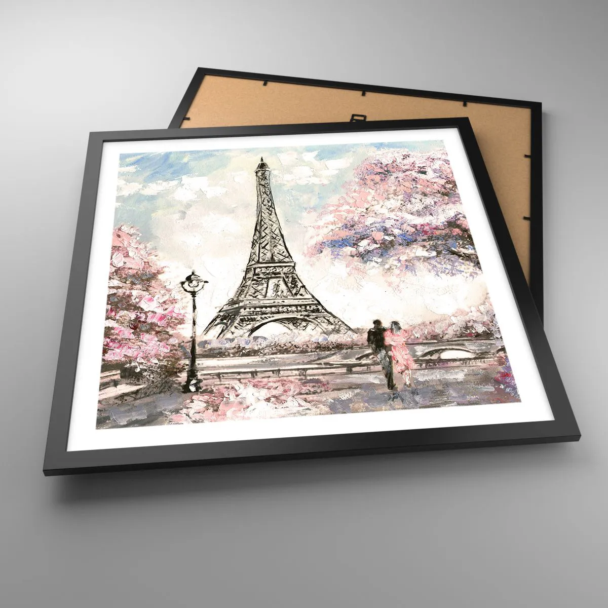 Affiche dans un cadre noir - Poster - Balade d'avril à Paris - 50x50 cm