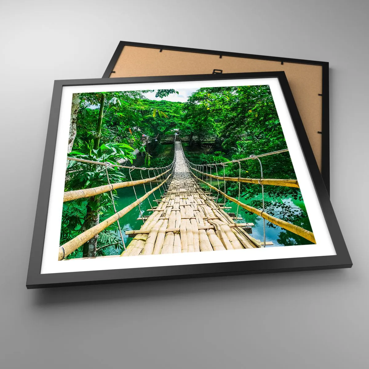 Plakat i sort ramme - Abebro over grønne områder - 50x50 cm