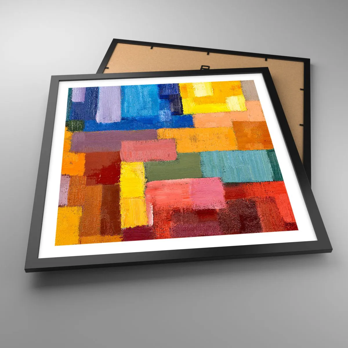 Pôster com moldura preta - Cada um diferente, todos coloridos - 50x50 cm