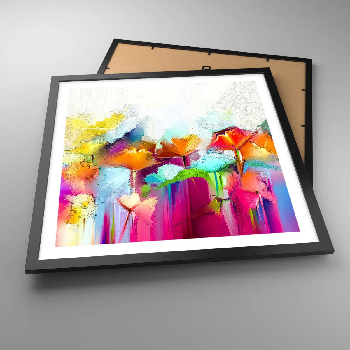 Affiche dans un cadre noir - Poster - L'arc-en-ciel s'est épanoui - 50x50 cm