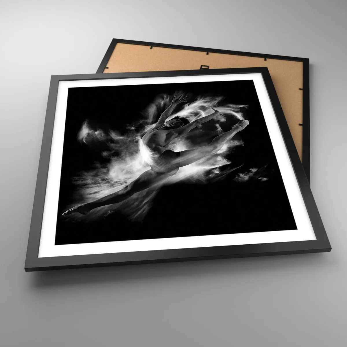 Poster in een zwarte lijst - Vast tijdens de vlucht - 50x50 cm