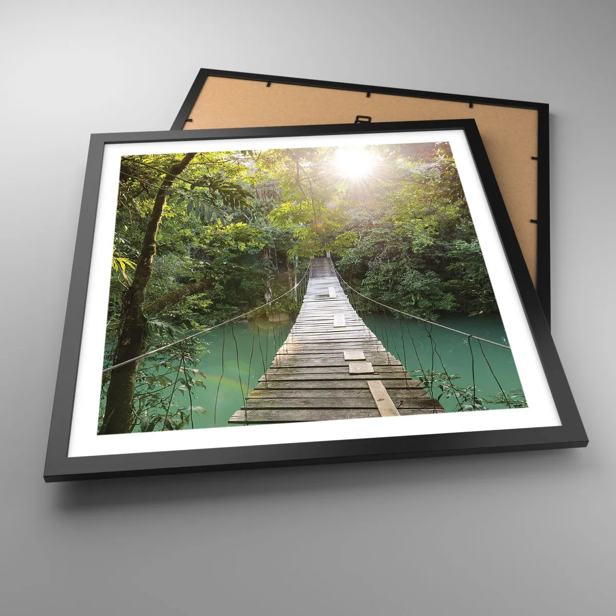 Plakat w czarnej ramie - Nad lazurową wodą do lazurowego lasu - 50x50 cm