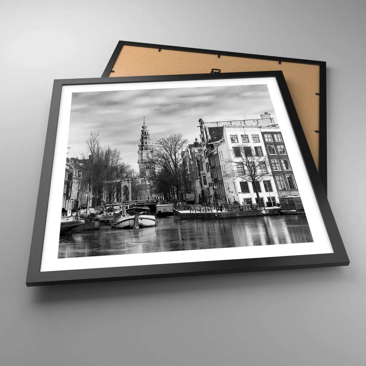 Poster in een zwarte lijst - Amsterdamse sferen - 50x50 cm
