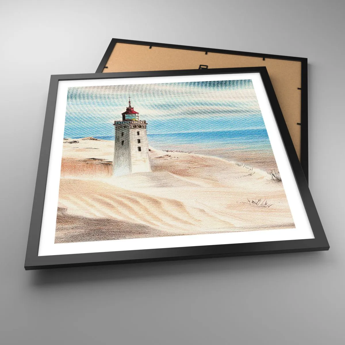 Affiche dans un cadre noir - Poster - Toujours regarder la mer - 50x50 cm