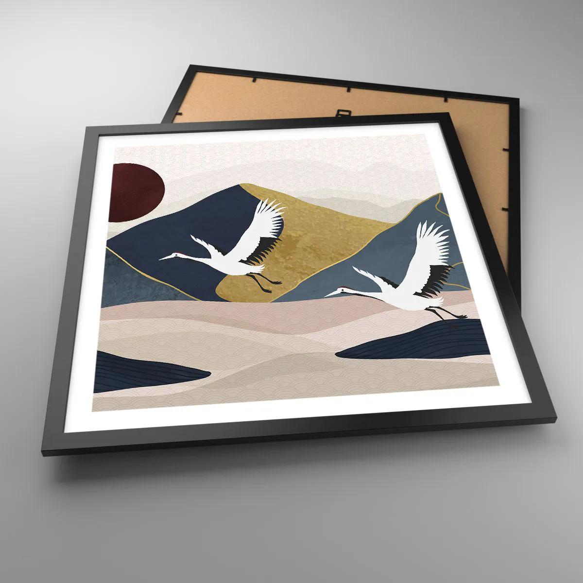 Pôster com moldura preta - E o dia acaba novamente - 50x50 cm