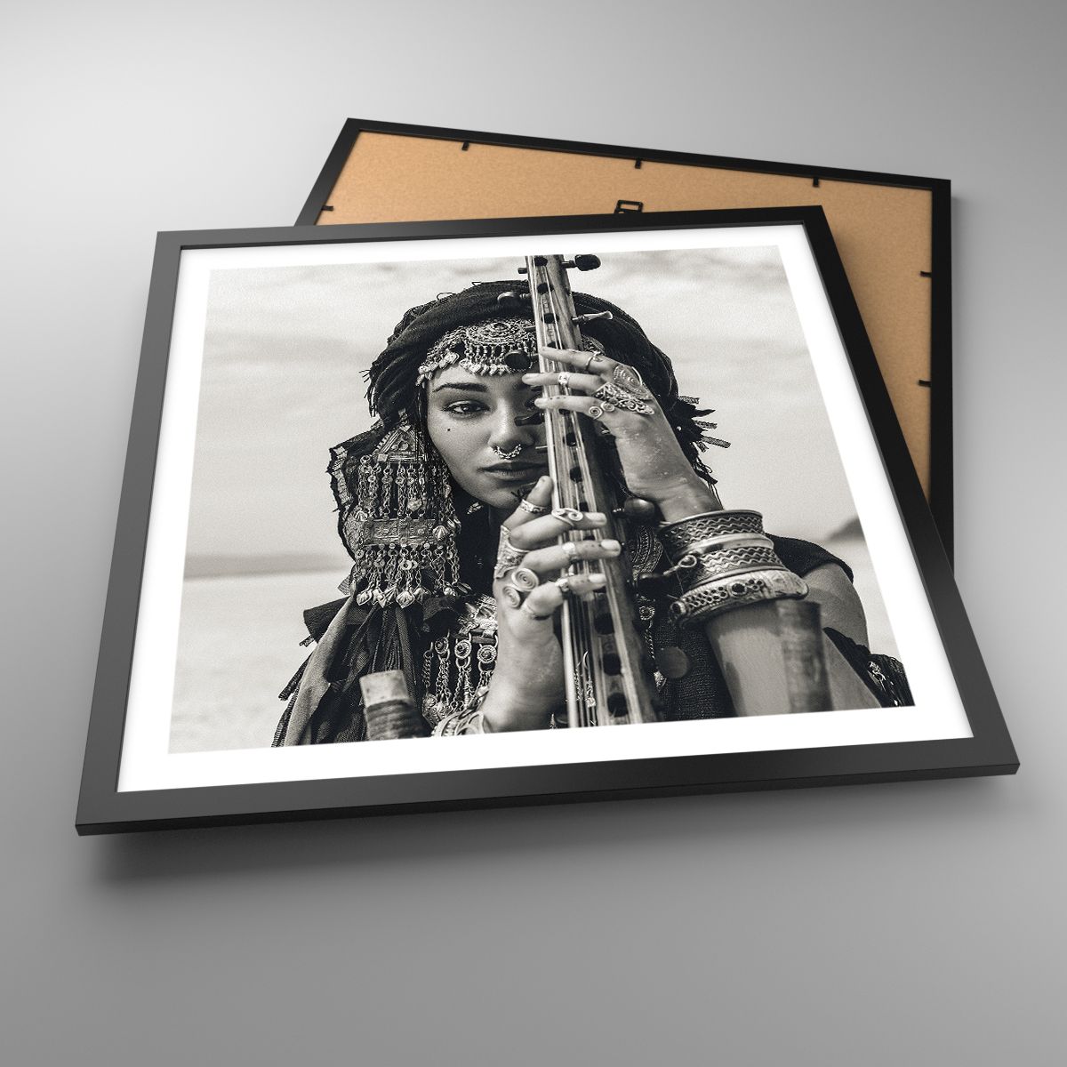 Poster ARTTOR 50x40cm – Femme Ethnique Bijoux – Décoration Murale Noir Et Blanc