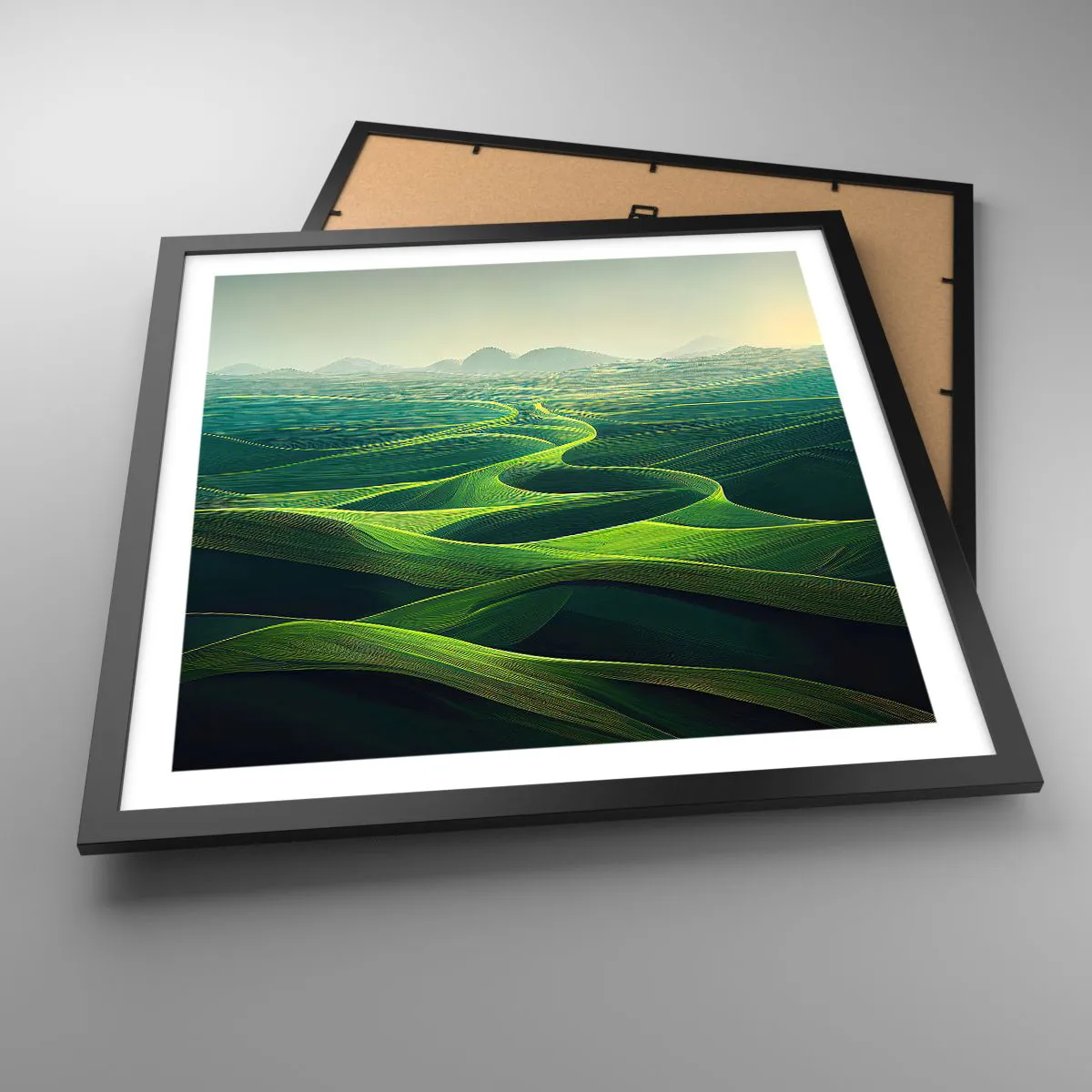 Poster in einem schwarzem Rahmen - In den grünen Tälern - 50x50 cm
