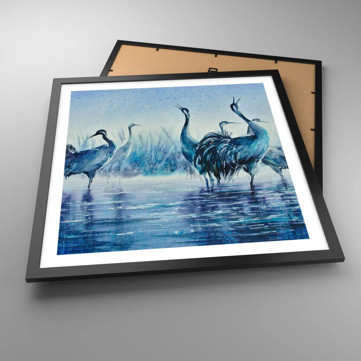 Pôster com moldura preta - Reunião matinal - 50x50 cm