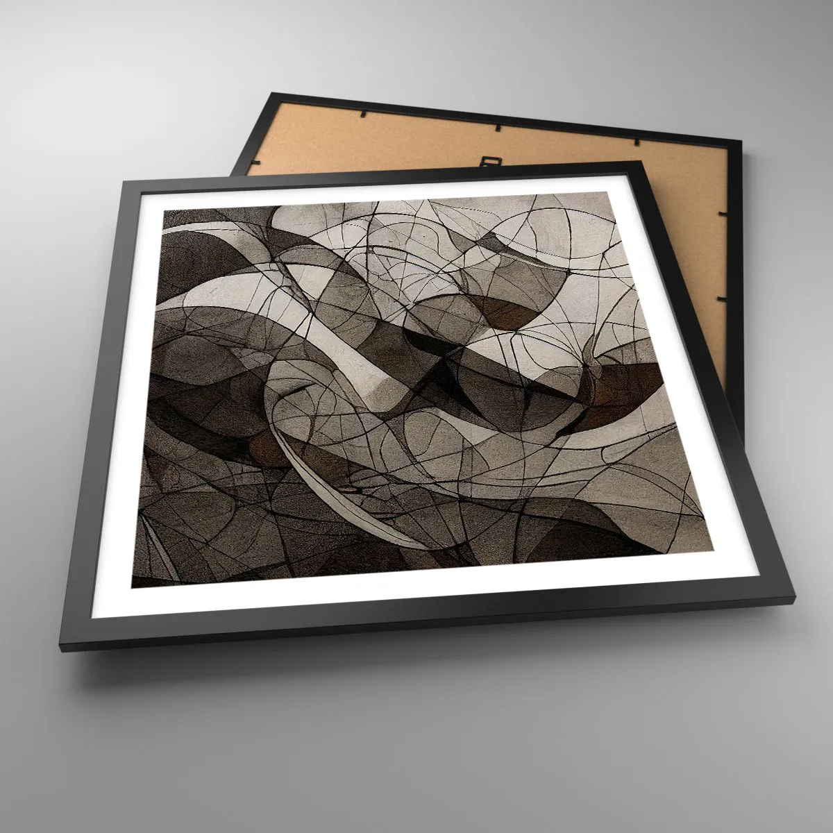 Pôster com moldura preta - Circulação das cores da terra - 50x50 cm