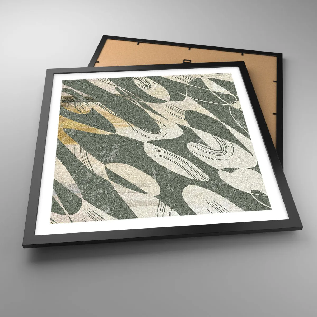 Poster in een zwarte lijst - Ritmische abstractie - 50x50 cm