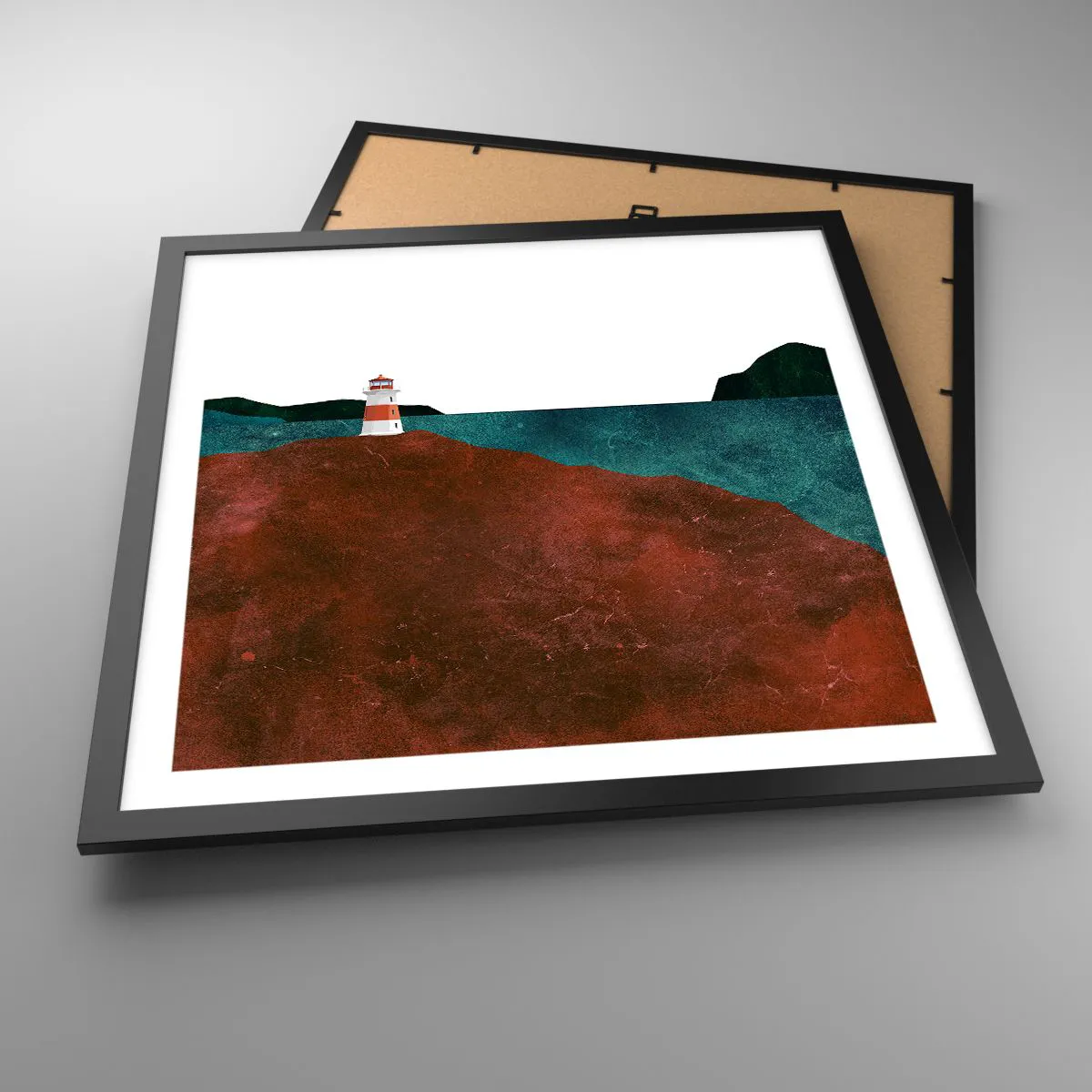 Plakat i sort ramme - Med blikket rettet mod havet - 50x50 cm