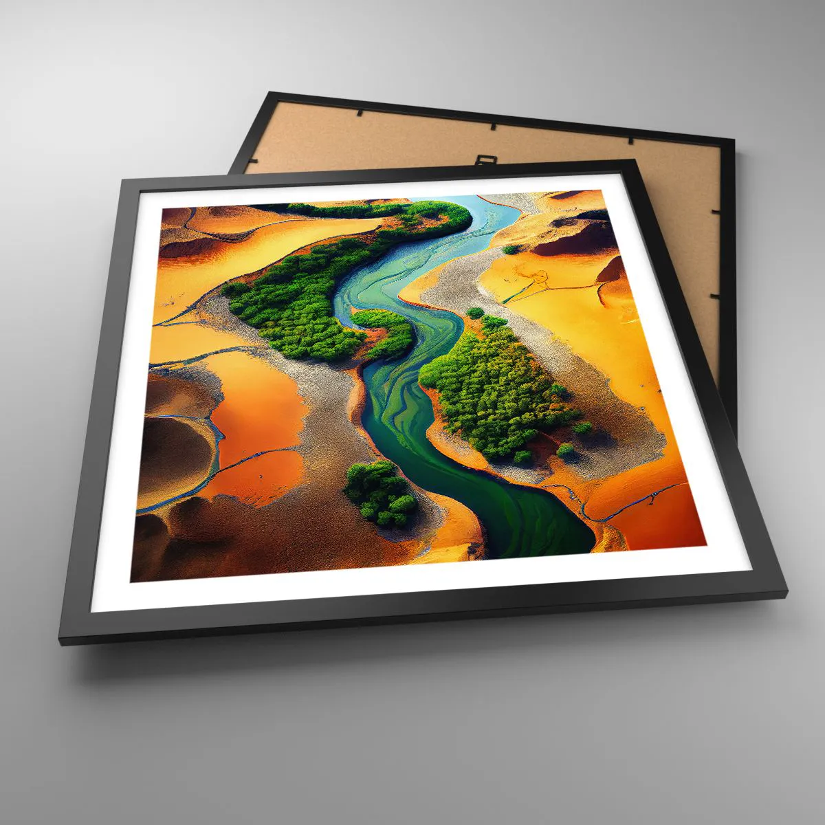 Poster in einem schwarzem Rahmen - Lebensspendender Fluss - 50x50 cm