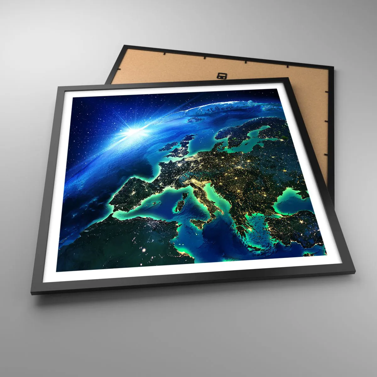 Poster in einem schwarzem Rahmen - Funkelndes Europa - 60x60 cm