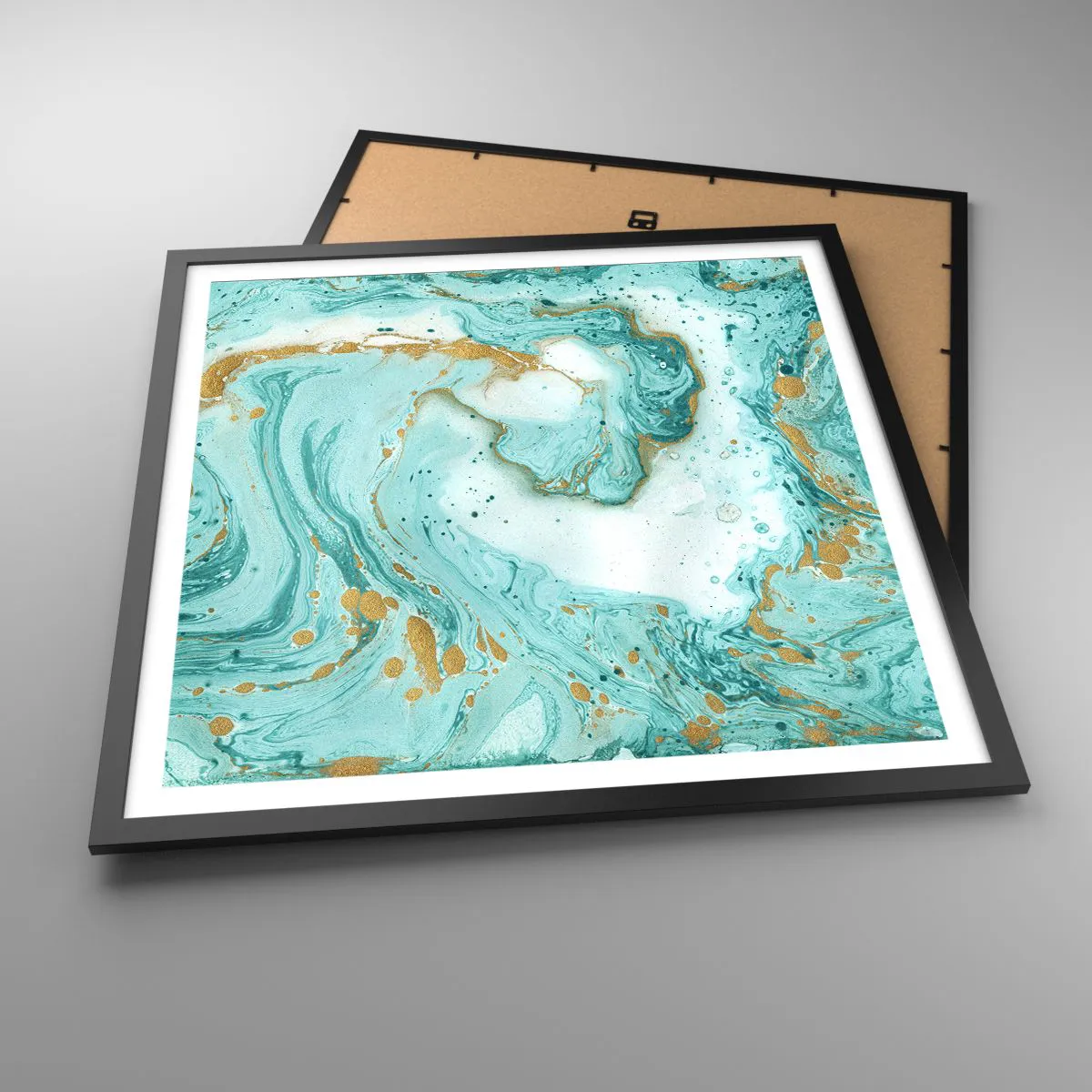 Plakat i sort ramme - Under den store bølge i Edo-perioden - 60x60 cm