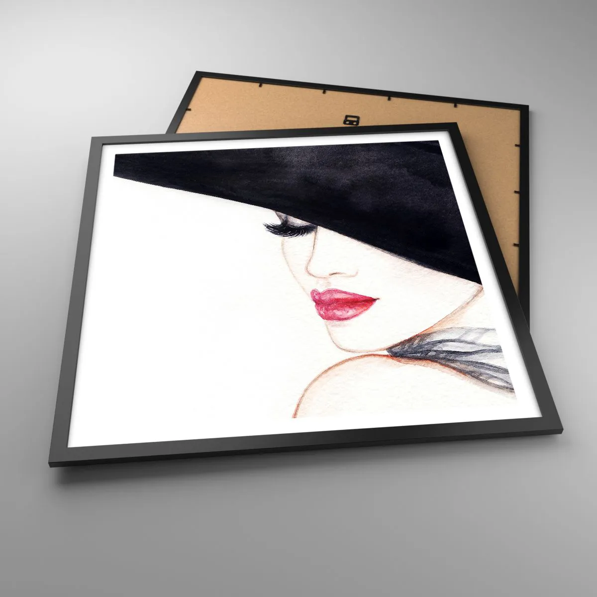 Affisch i svart ram - Elegans och sensualitet - 60x60 cm