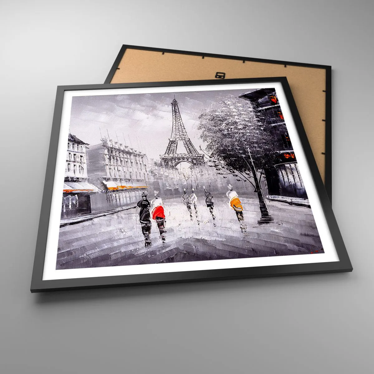 Plakat w czarnej ramie - Paryska przechadzka - 60x60 cm