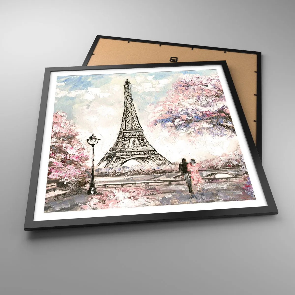 Affiche dans un cadre noir - Poster - Balade d'avril à Paris - 60x60 cm