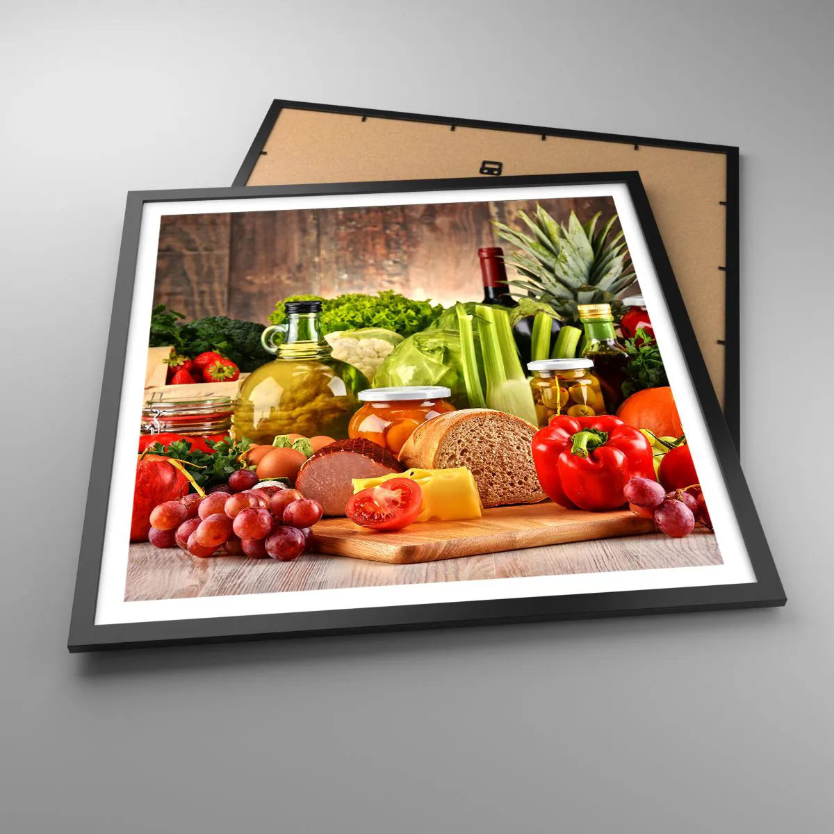 Plagát v čiernom ráme - Údené, pečené, marinované - 60x60 cm