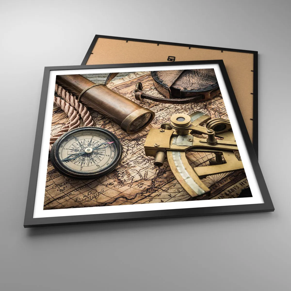 Affisch i svart ram - Sätt ut kursen - 60x60 cm