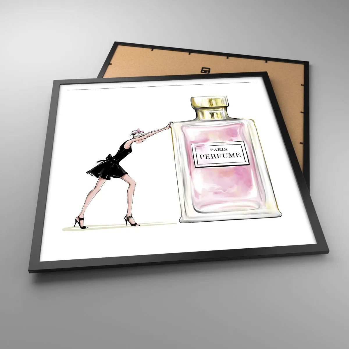 Poster in einem schwarzem Rahmen - Essenz der Weiblichkeit - 60x60 cm