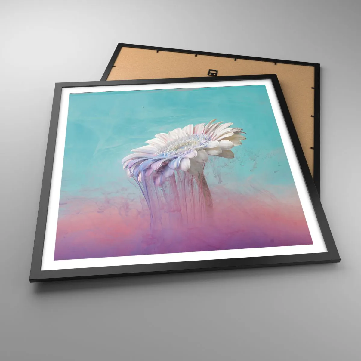 Plakat i sort ramme - Blomster efter døden - 60x60 cm