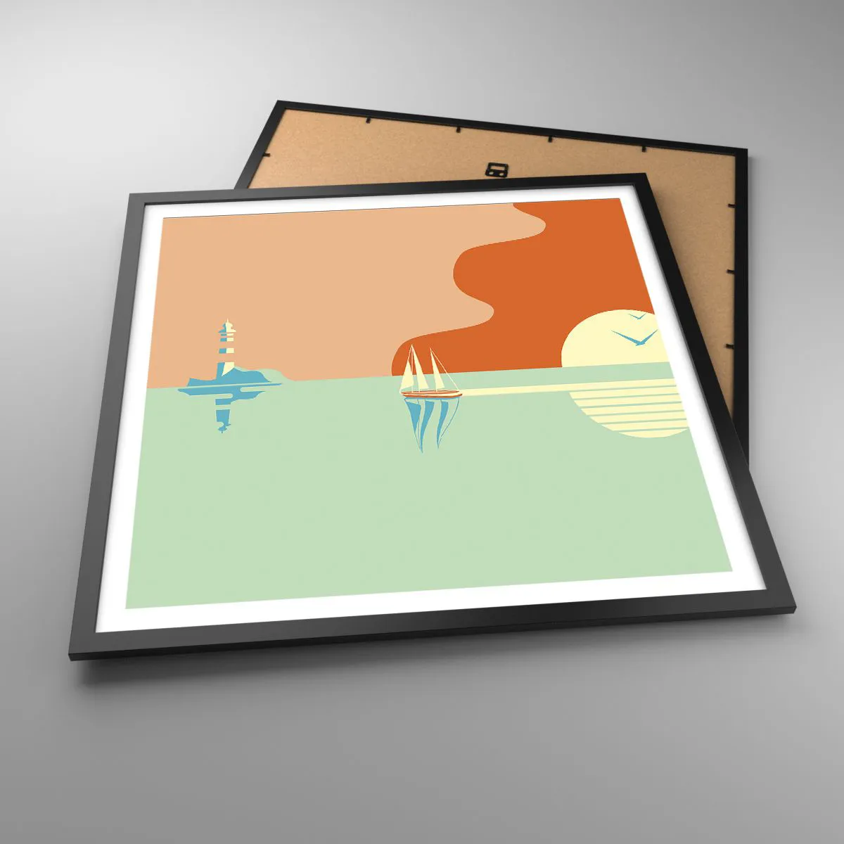 Plakat i sort ramme - Det perfekte havlandskab - 60x60 cm