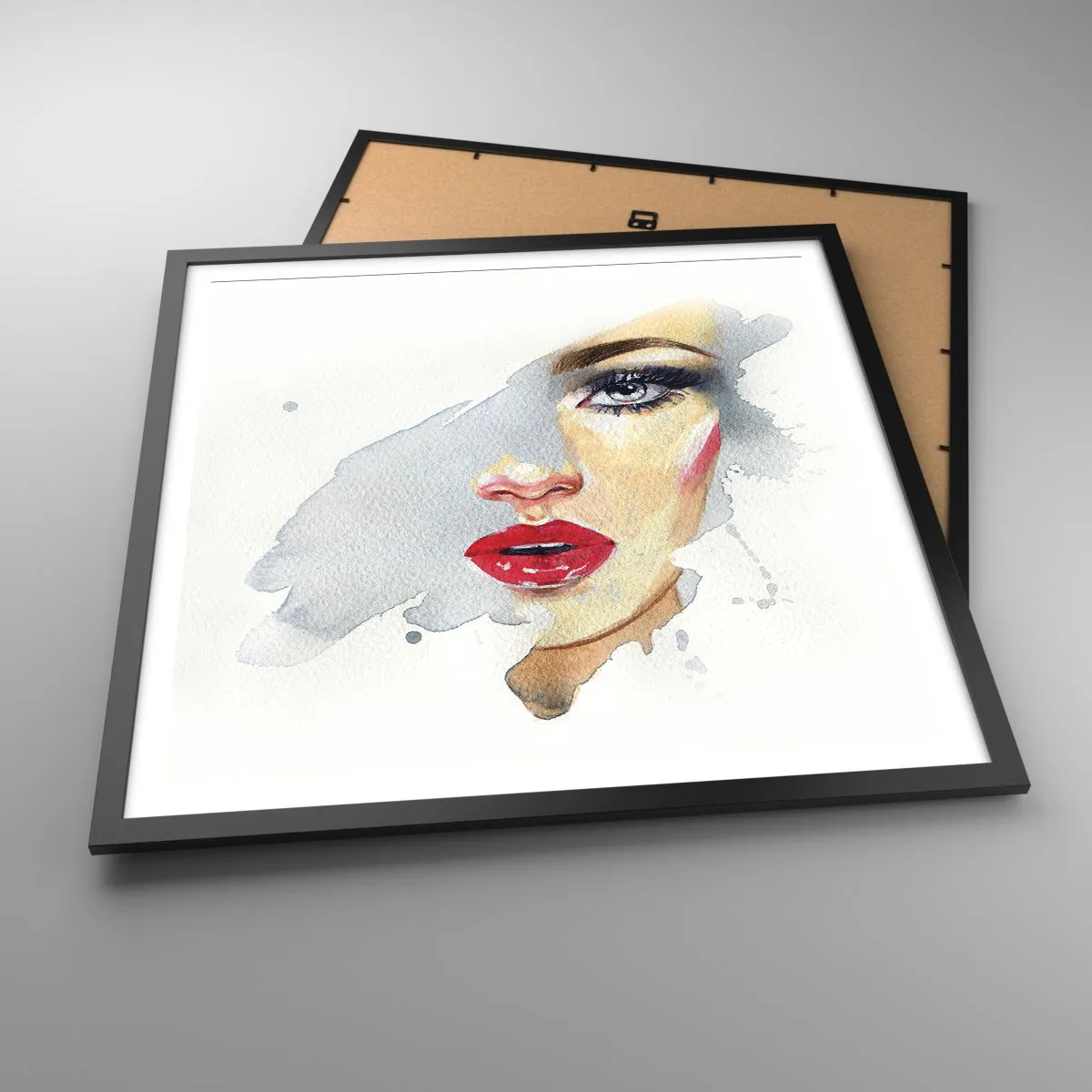 Poster in einem schwarzem Rahmen - Abspiegeln in einem Wassertropfen - 60x60 cm