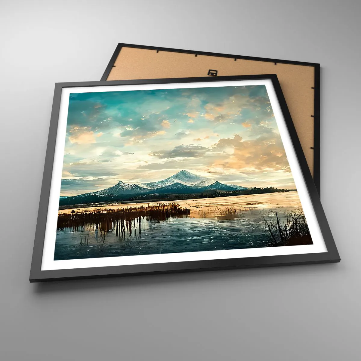 Pôster com moldura preta - Sob a proteção do céu - 60x60 cm