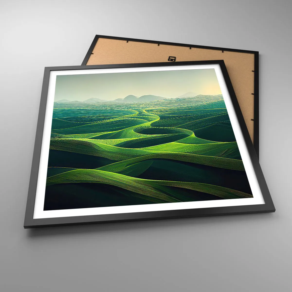 Affiche dans un cadre noir - Poster - Dans les vallées verdoyantes - 60x60 cm