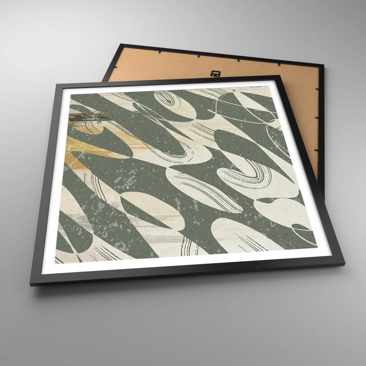 Poster in een zwarte lijst - Ritmische abstractie - 60x60 cm