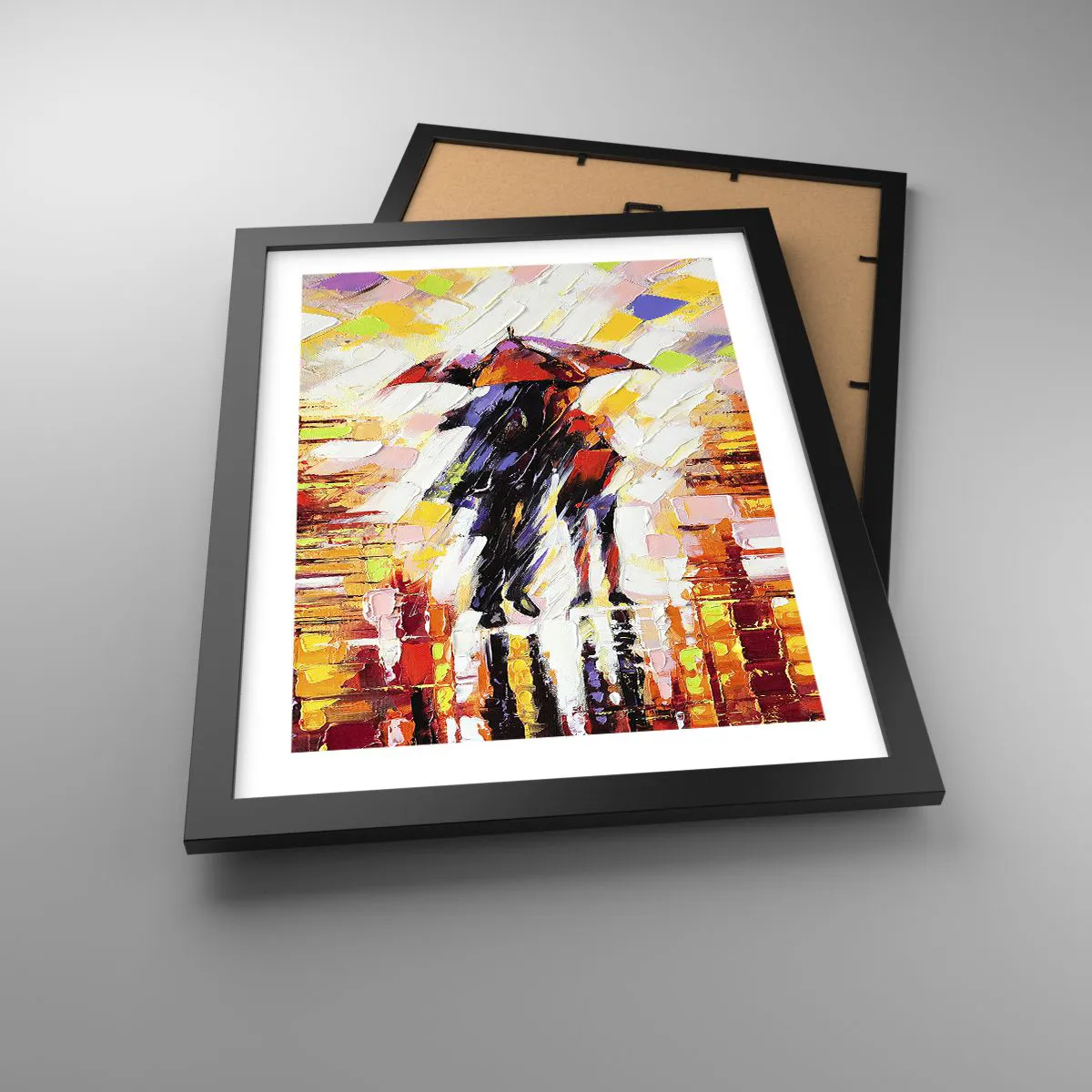 Affiche dans un cadre noir - Poster - Ensemble à travers la nuit et la pluie - 30x40 cm