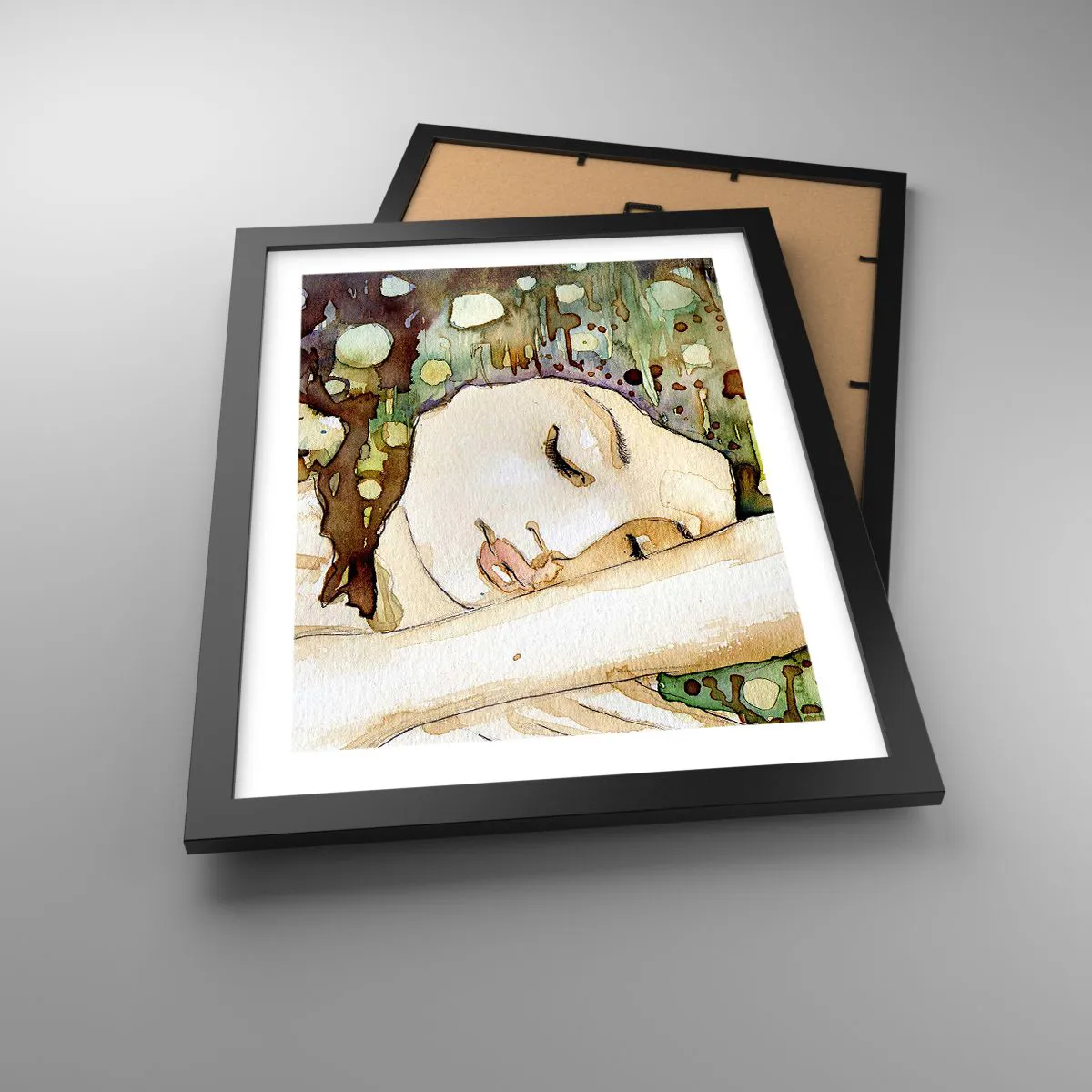 Poster in einem schwarzem Rahmen - Ein smaragd-violetter Traum - 30x40 cm