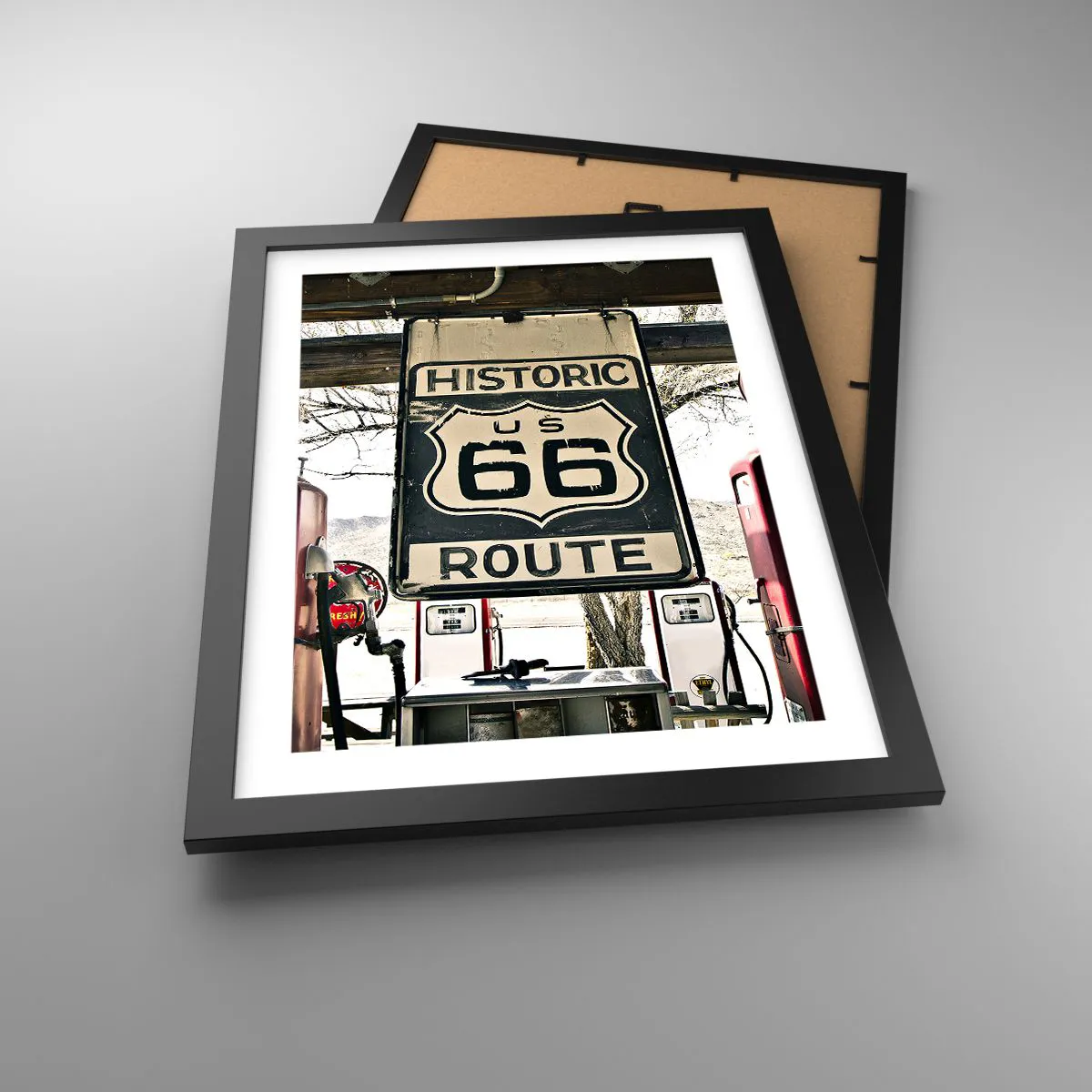 Plakat i sort ramme - En retro-amerikansk rejse - 30x40 cm