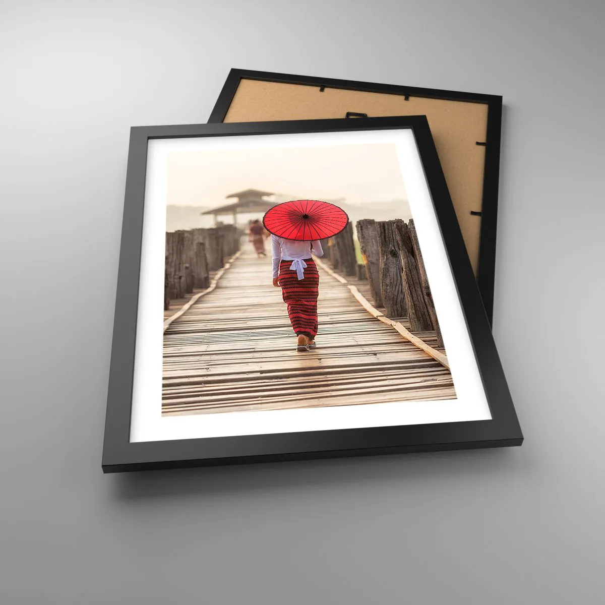 Affiche dans un cadre noir - Poster - Sur le vieux pont - 30x40 cm