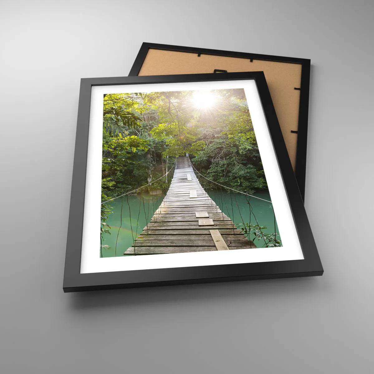 Plakat i sort ramme - Over det azurblå vand til den azurblå skov - 30x40 cm