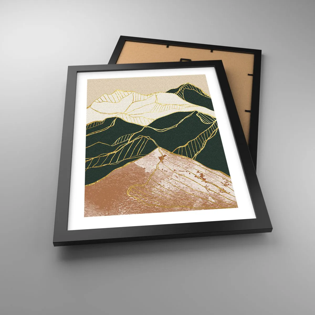 Plakat i sort ramme - Gyldne toppe - 30x40 cm