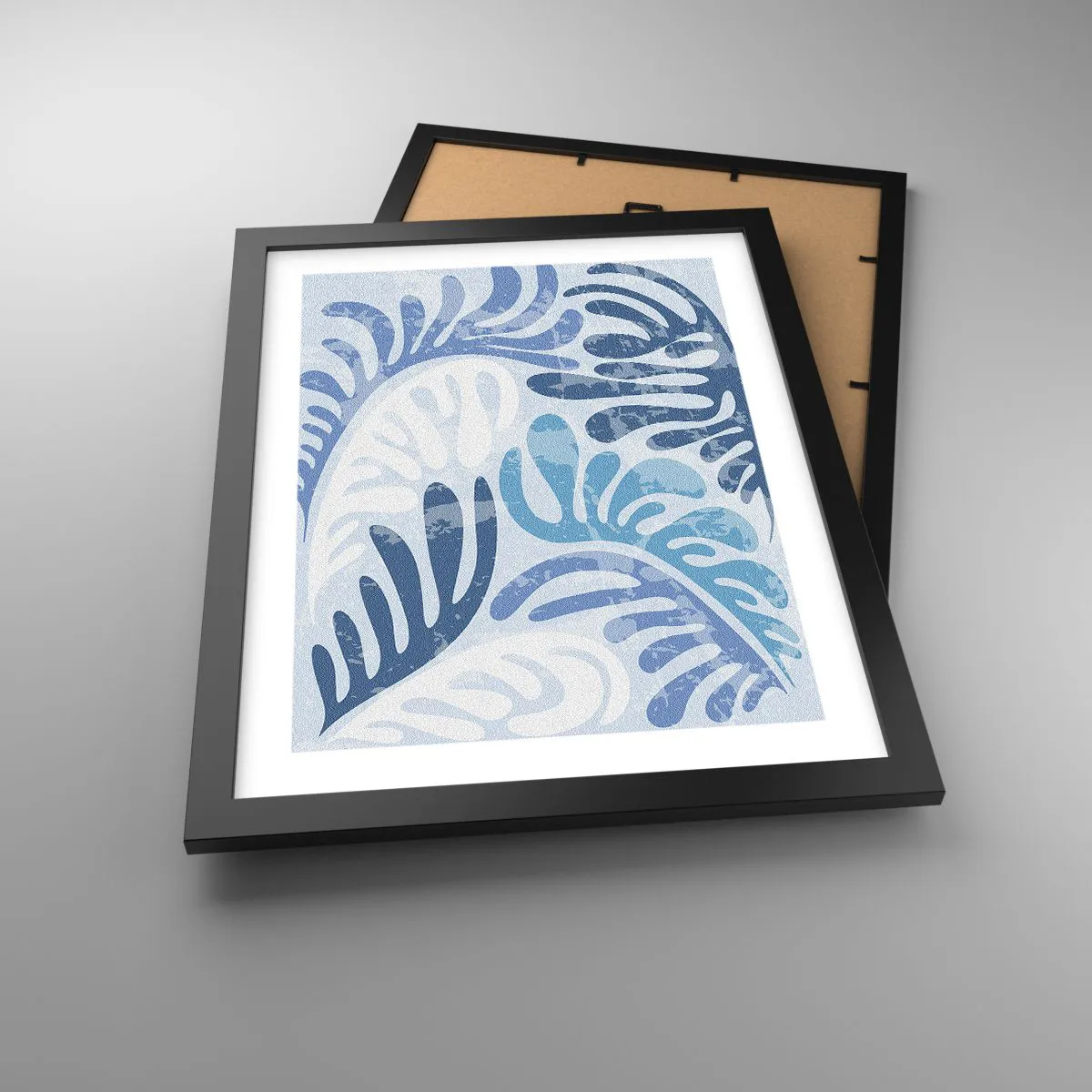 Póster en marco negro - Helechos azules - 30x40 cm