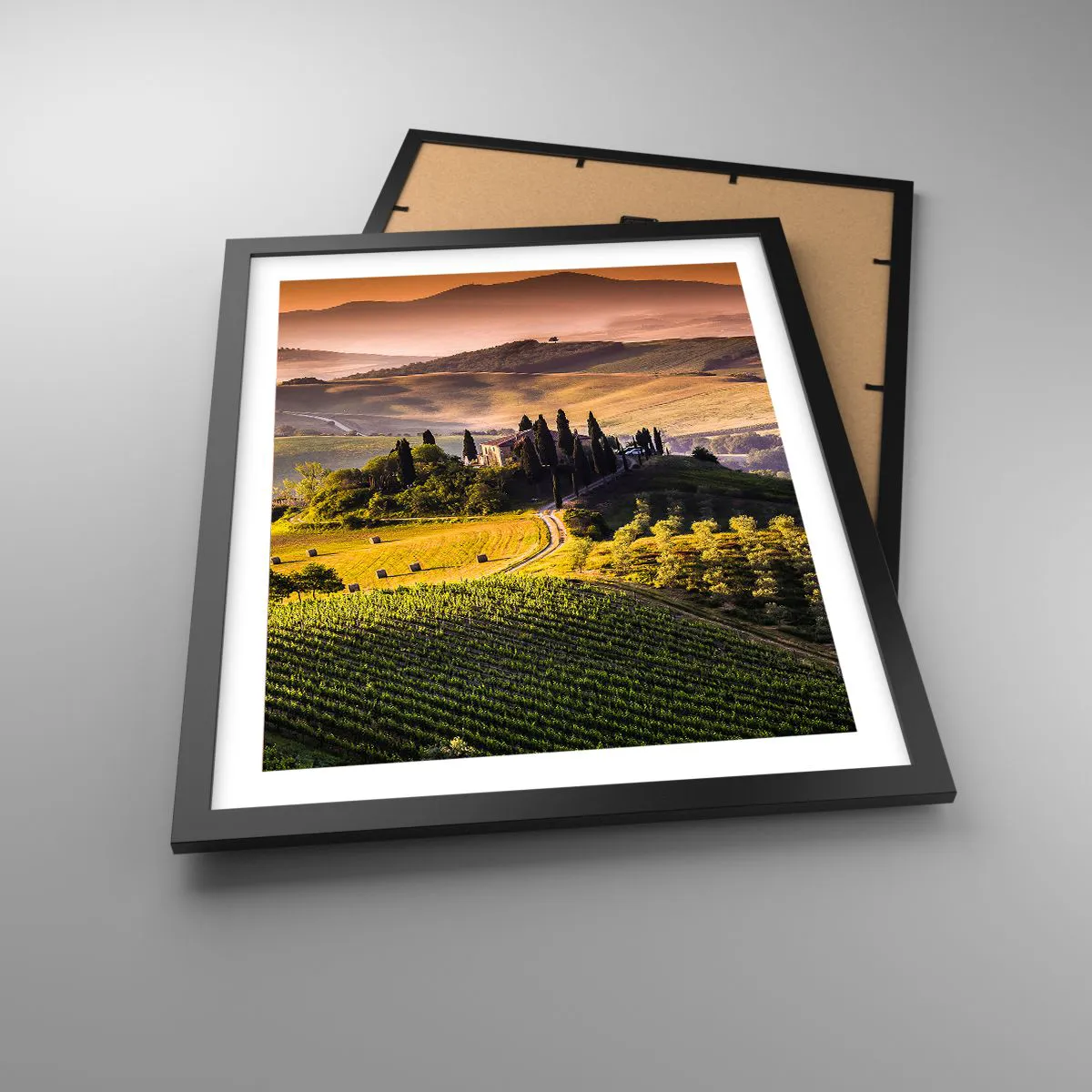 Affiche dans un cadre noir - Poster - Arcadie - le paysage toscan - 40x50 cm