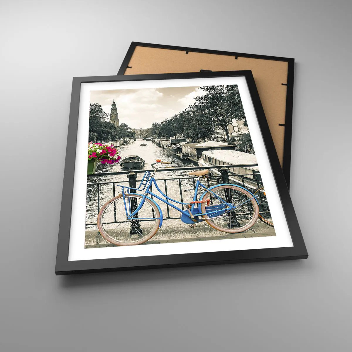 Plakát v černém rámu - Barvy amsterdamské ulice - 40x50 cm