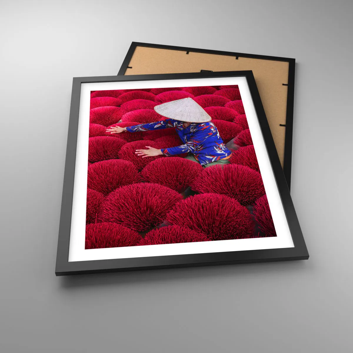 Pôster com moldura preta - No campo de arroz - 40x50 cm