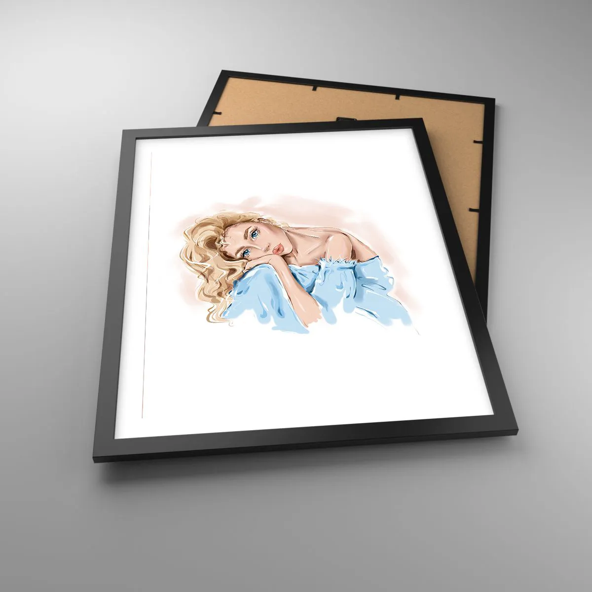 Poster în ramă neagră - Scufundată în vis albastru - 40x50 cm